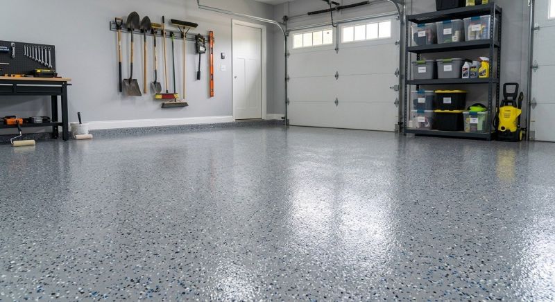 Speckled Garage Floor Painting in Alexandria, VA