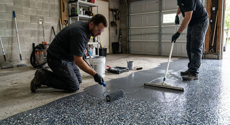 Speckled Garage Floor Painting in Annapolis, MD