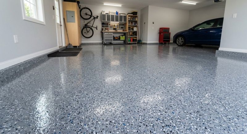 Speckled Garage Floor Painting in Annapolis, MD